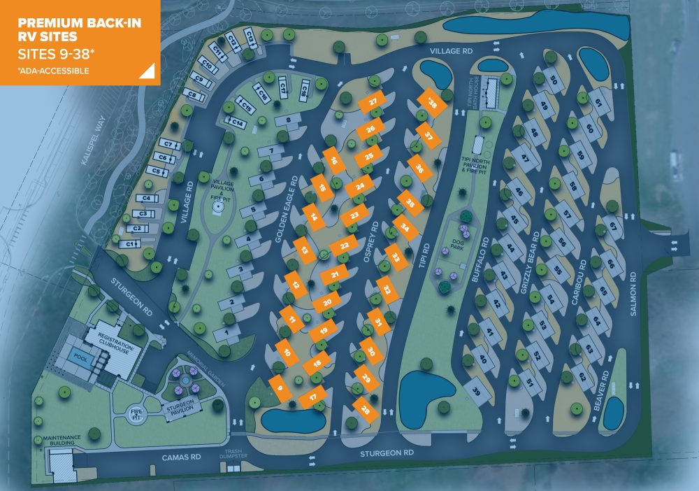 Premium Back-In Sites Map