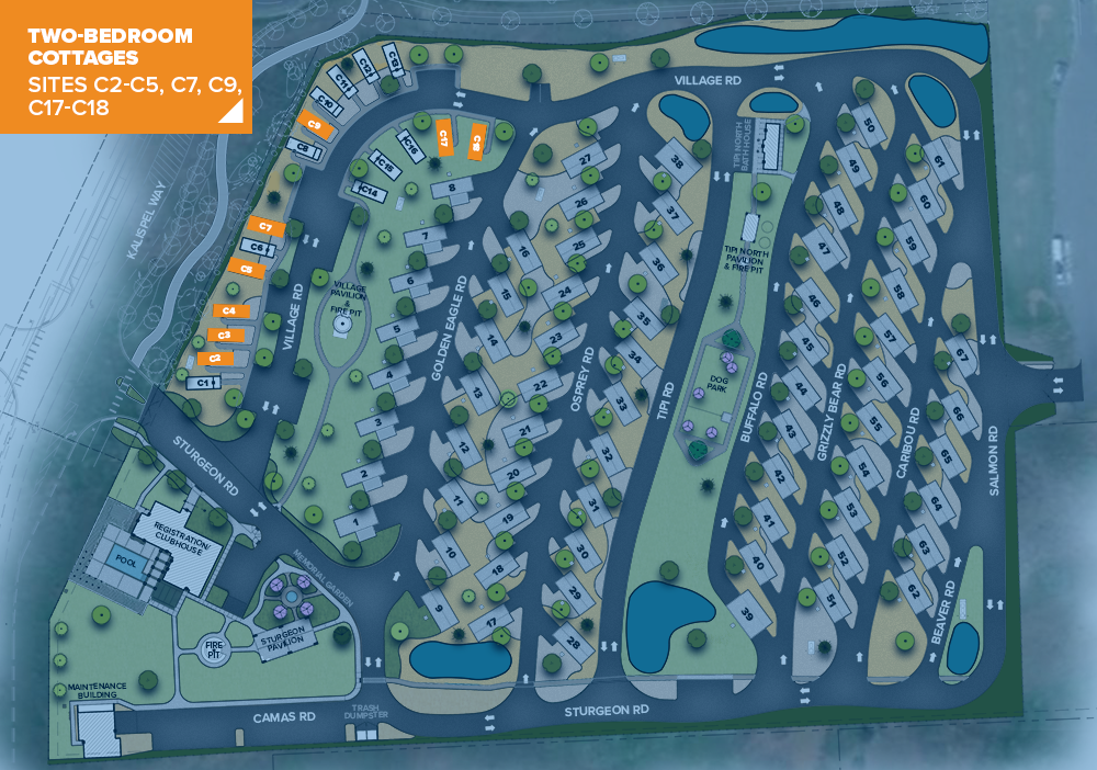 Two-Bedroom Cottages Map